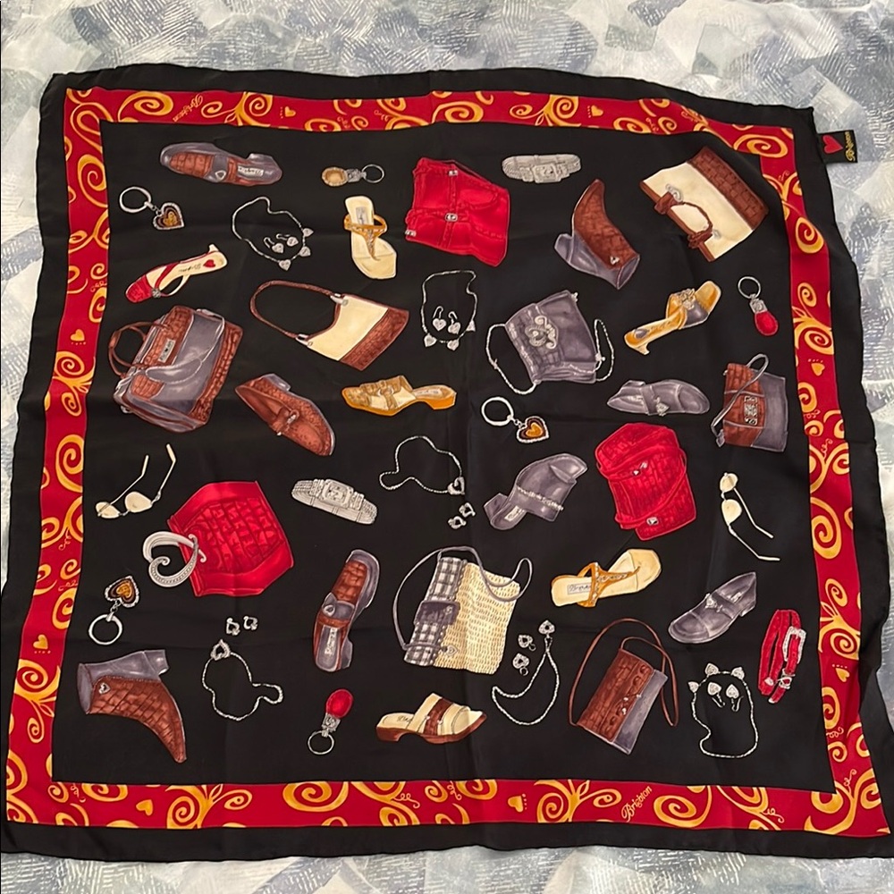 Brighton Black and Red Silk Scarf